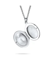 Bling Jewelry Petite Simple Plain Flat Oval Photo Lockets For Women That Hold Pictures Polished .925 Silver Locket Necklace Pendant Small