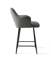 Maison Boucle 25.5" Armrest Counter Stools Set of 2,Upholstered Height Barstools with Back-Maison