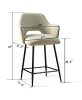 Maison Boucle 25.5" Armrest Counter Stools Set of 2,Upholstered Height Barstools with Back-Maison