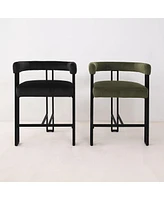 Maison Boucle Velvet Counter Stool,Boasting Curved Frame Armrest Stool with Three Legs(1PK)-Maison