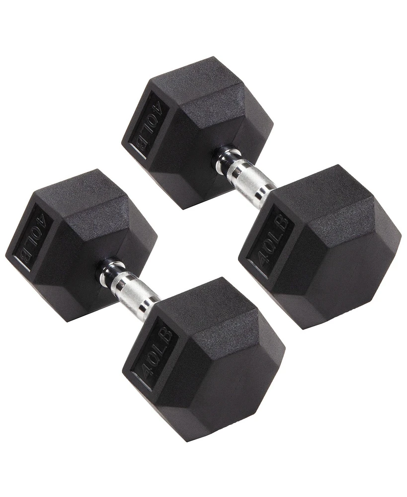 Signature Fitness Hex Dumbbells Strength Training Workout Equipment Set, 40 lbs