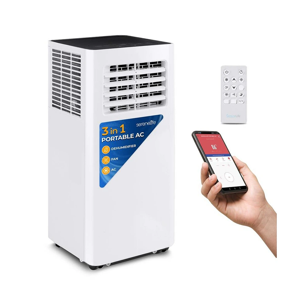 SereneLife Portable Air Conditioner, 8,000 Btu, Built-in Dehumidifier & Fan