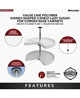 Rev-a-Shelf 24'' Lazy Susan Kidney Polymer 2-Shelf, White, 3472-24-11-52