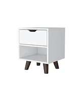 Depot E-Shop Cliff Modern Nightstand 19"H with Spacious Drawer, Open Storage Shelf and Chic Wooden Legs