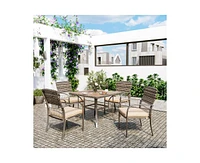 Pamapic Brown 5-Piece Pe Wicker Outdoor Dining Set with Green Cushions