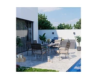 Pamapic Brown 5-Piece Pe Wicker Outdoor Dining Set with Green Cushions