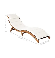 vidaXL Sun Lounger with Cushion Solid Acacia Wood Cream