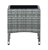 vidaXL Patio Table Gray 15.7"x15.7"x17.7" Poly Rattan