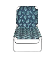 vidaXL Folding Sun Lounger Steel and Fabric Leaves Print