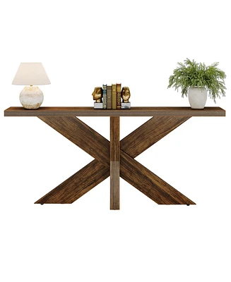 Tribesigns 70.9 Inches Long Sofa Table Behind Couch, Farmhouse Console Entry Table with Wooden Geometric Base for Entryway, Living Room