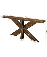 Tribesigns 70.9 Inches Long Sofa Table Behind Couch, Farmhouse Console Entry Table with Wooden Geometric Base for Entryway, Living Room