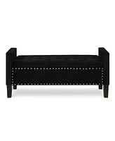 Slickblue Upholstered Tufted Button Storage Bench with Nailhead Trim