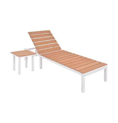 vidaXL Sun Lounger with Table Aluminum Wpc and Brown