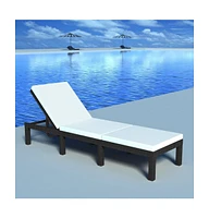 vidaXL Sun Lounger with Cushion Poly Rattan