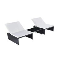 vidaXL Reclining Patio Chairs 2 pcs with Table Poly Rattan