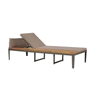 vidaXL Sun Lounger with Cushions Solid Acacia Wood Brown