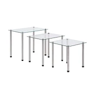 vidaXL Nesting Tables 3 pcs Transparent Tempered Glass