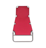 vidaXL Folding Sun Lounger Powder-coated Steel Red