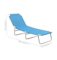 vidaXL Folding Sun Lounger Steel and Fabric Turquoise Blue