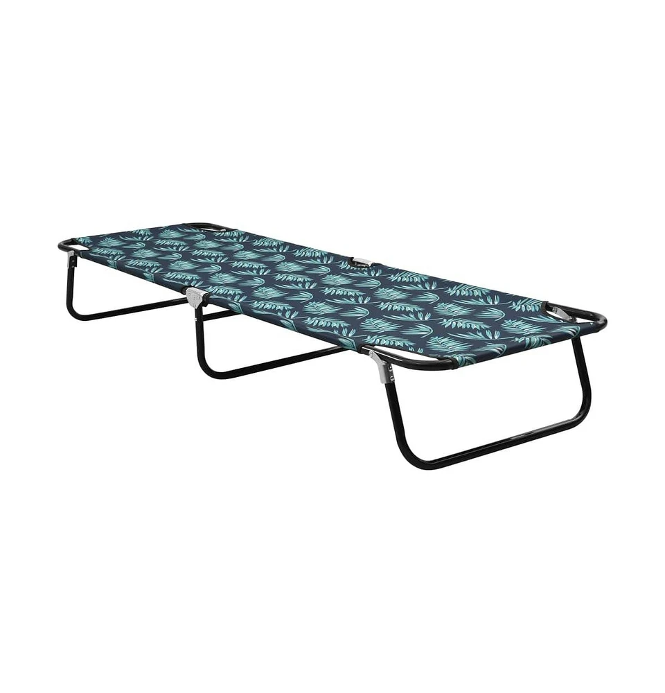 vidaXL Folding Sun Lounger Steel Leaf Pattern