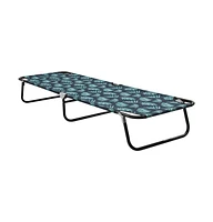 vidaXL Folding Sun Lounger Steel Leaf Pattern