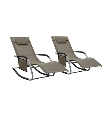 vidaXL Sun Loungers 2 pcs Textilene Taupe and Gray