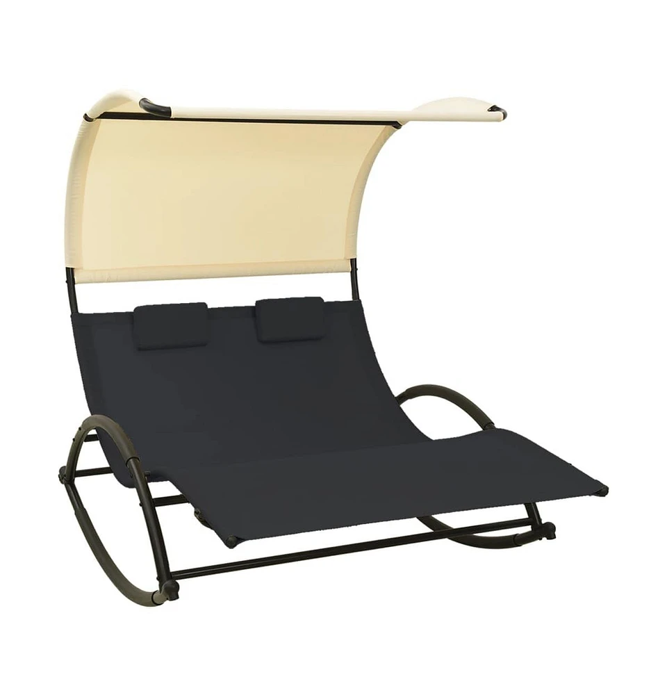 vidaXL Double Sun Lounger with Canopy Textilene