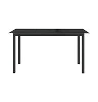 vidaXL Patio Table Black 59.1"x35.4"x29.1" Aluminum and Glass