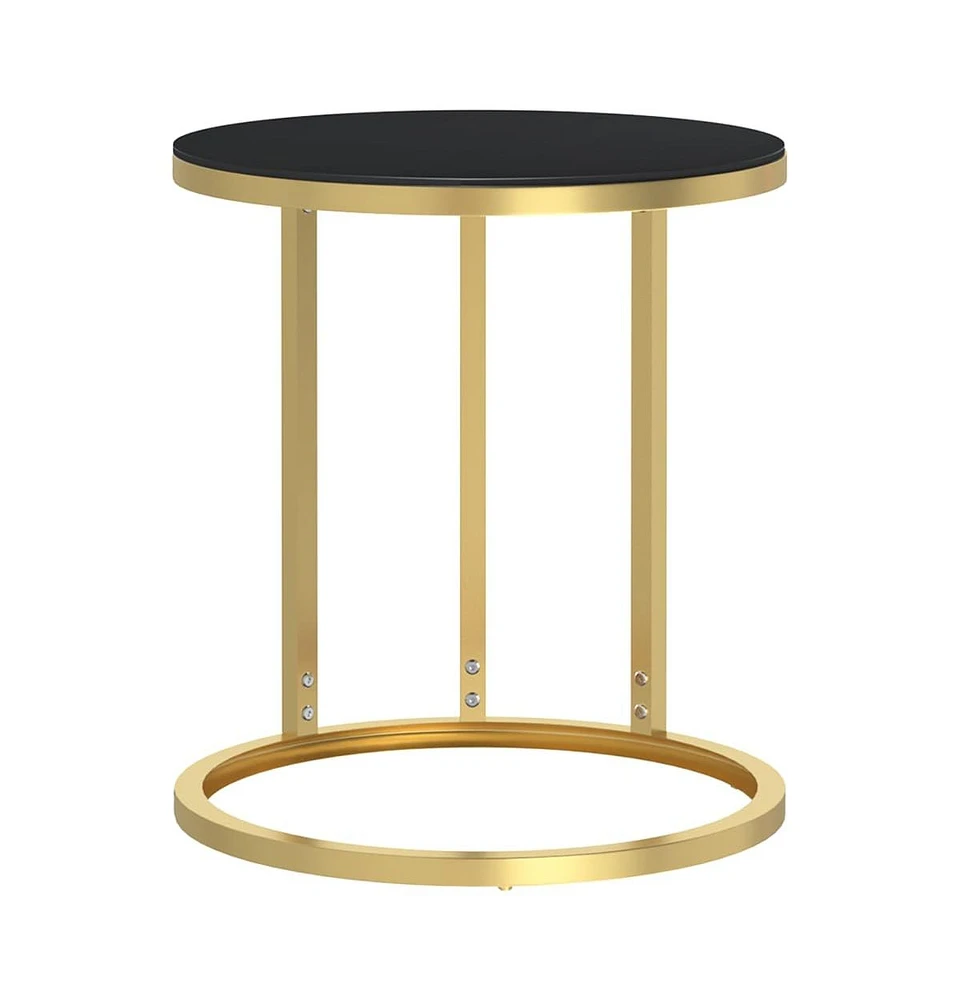 vidaXL Side Table Gold and Black 17.7" Tempered Glass