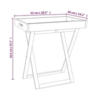 vidaXL Folding Tray Table 20.5"x14.2"x22.2" Solid Wood Walnut