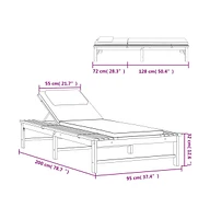 vidaXL Sun Lounger with Cream White Cushion and Pillow Solid Wood Acacia