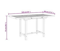 Extending Patio Table 43.3"-63"x31.5"x29.5" Solid Wood Teak