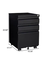 Slickblue 3-Drawer Mobile File Cabinet with Lock for Secure Office Storage and Filing Solutions