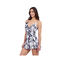 Profile by Gottex Women's Malaya Surplice Swimdress Tie Knot One Piece