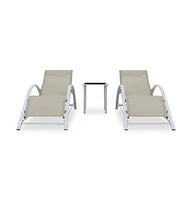 vidaXL Sun Loungers 2 pcs with Table Aluminum Cream