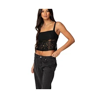 Edikted Women's Gwyn Mixed Lace Top