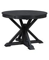 Slickblue Retro Extendable Dining Table with 12-Inch Leaf for Functional and Living Room Spaces