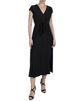 julia jordan Women's V-Neck Front-Tie Midi Dress