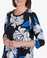 Alfred Dunner Women's Brushstroke Print Crew Neck Top