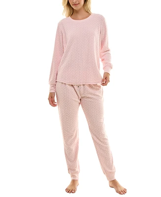 Roudelain Women's Packaged Textured Cable Jogger Pajama Set