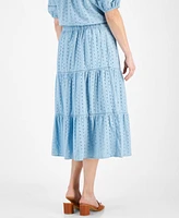 Style & Co Women's Cotton Eyelet Tiered Skirt, Created for Macy's