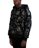 Karl Lagerfeld Paris Men's Abstract Mixed Media Fleece Jacket