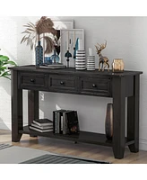 Slickblue 55'' Modern Console Table Sofa for Living Room with 3 Drawers and 1 Shelf