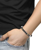 Effy Men's Hematite Bead Woven Leather Bracelet in Sterling Silver & 18k Gold-Plate