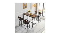 Slickblue 5-Piece Industrial Style Bar Table Set with Stools for Modern Dining and Home Bars