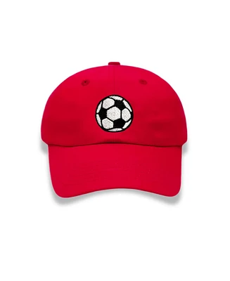 Bits & Bows Boys Soccer Baseball Hat in Red