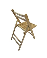 Slickblue Set of 4 Slatted Wood Folding Chairs – Foldable Style for Special Events