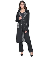 Karl Lagerfeld Paris Women's Monogram-Print Wool Coat