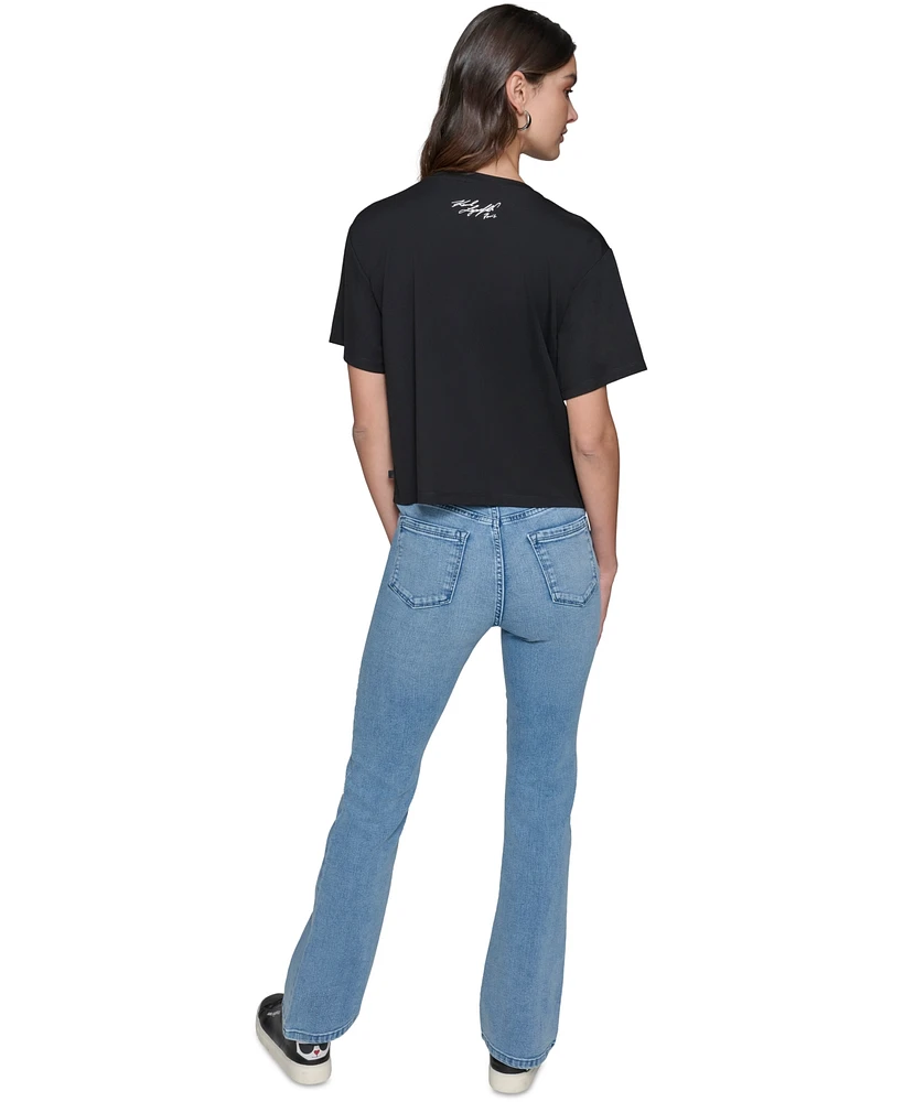 Karl Lagerfeld Paris Women's Faux-Pearl Logo T-Shirt