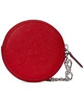 Lauren Ralph Crosshatch Leather Small Round Pouch